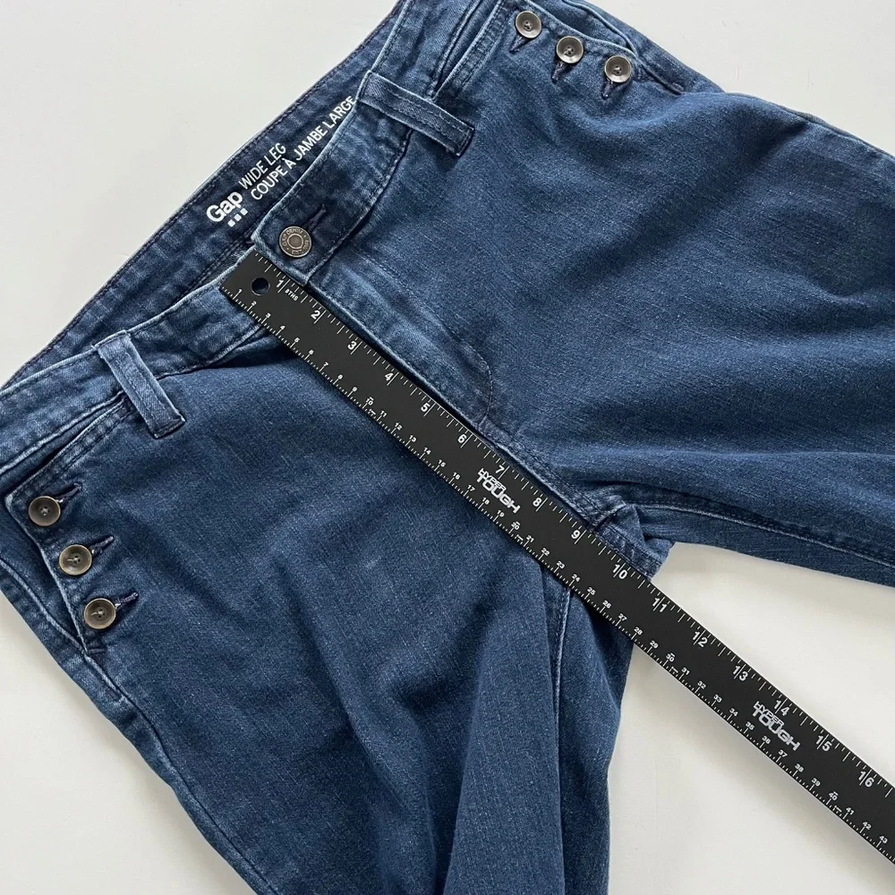 Gap Womens Sailor Jeans Wide Leg Coupe A Jambe Sz 12/31 R Dark Wash Retro 70s - Picture 7 of 11